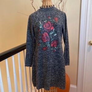 Ultra Flirt black and grey dress with Red Roses in the front